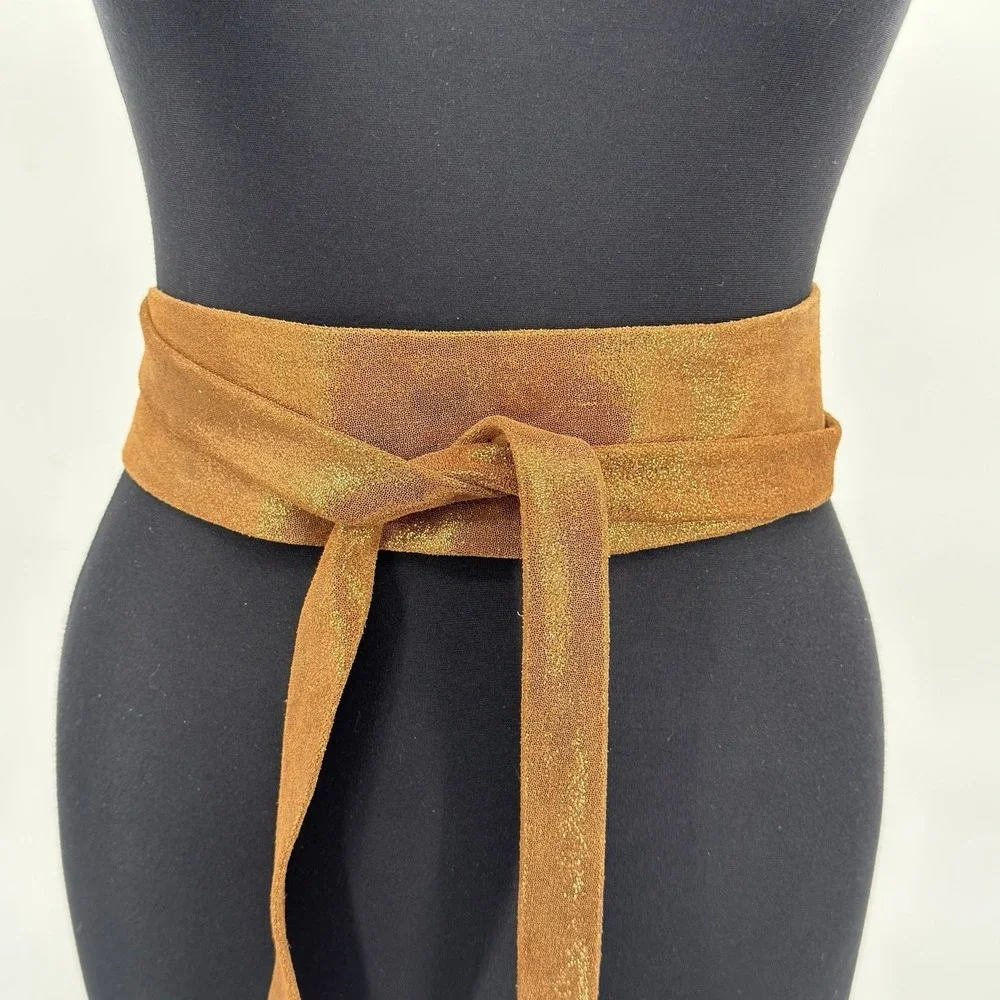 Ada Collection Light Brown Leather Classic Wrap Belt Made in Argentina NWT New